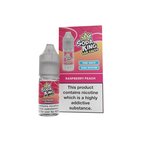 10mg Soda King Bar SALTS 10ml - (50VG/50PG) - Flavour: Raspberry Peach