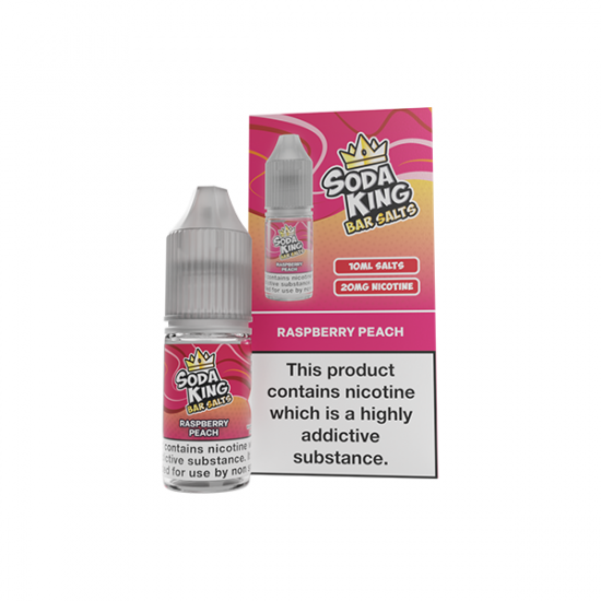 20mg Soda King Bar SALTS 10ml - (50VG/50PG) - Flavour: Raspberry Peach