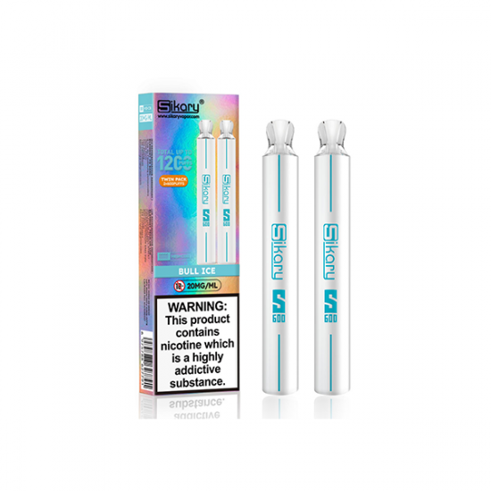 20mg Sikary S600 Twin Pack Disposable Vapes 1200 Puffs - Flavour: Bull Ice