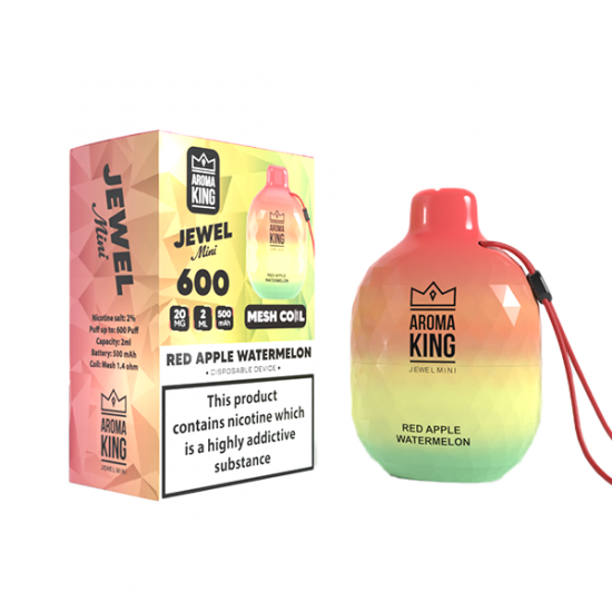 0mg Aroma King Jewel Mini Disposable Vape Device 600 Puffs - Flavour: Red Apple Watermelon