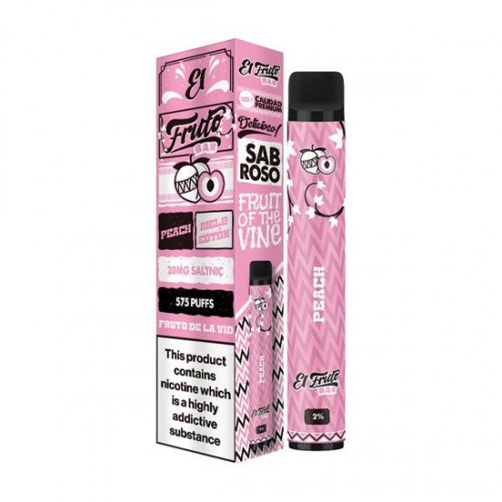 20mg El Fruto Bar Disposable Vape Device 575 Puffs - Flavour: Peach