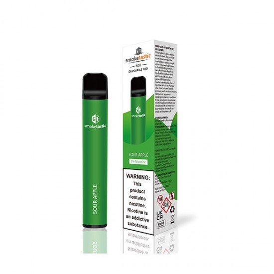 20mg Smoketastic ST600 Bar Disposable Vape Device 600 Puffs - Flavour: Sour Apple