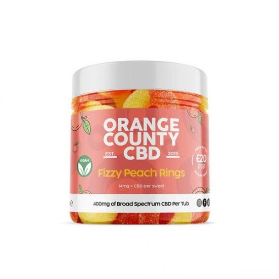 Orange County CBD 400mg CBD Fizzy Peach Rings - Small Tub