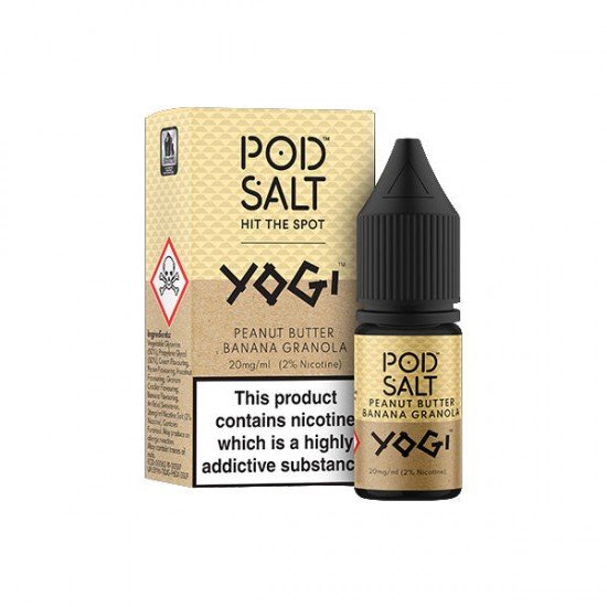 20mg Pod Salt Fusions 10ml Nic Salt (50VG/50PG) - Flavour: Yogi Peanut Butter Banana Granola