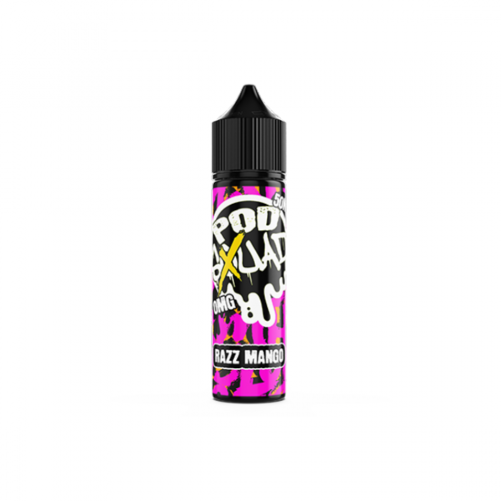 0mg Pod Squad 50ml E-liquid (50VG/50PG) - Flavour: Razz Mango