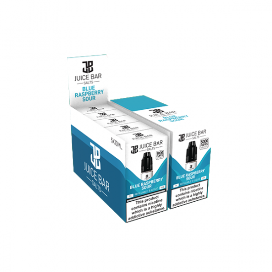 20mg Juice Bar Salts 10ml Nic Salts - Pack Of 5 (50VG/50PG) - Flavour: Blue Raspberry Sour