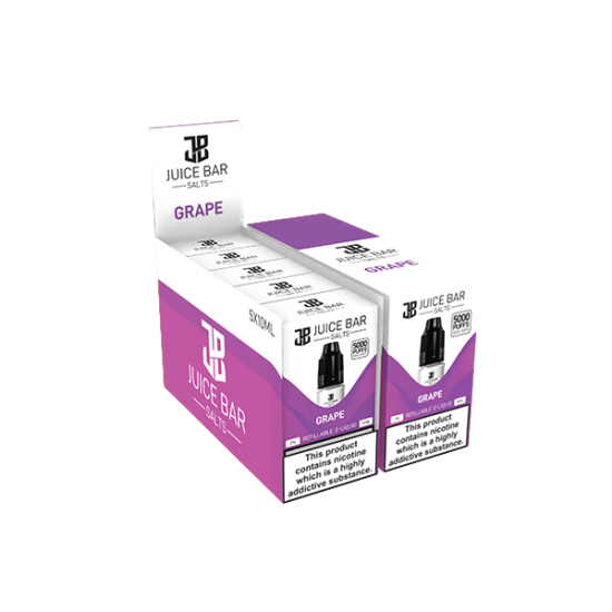 20mg Juice Bar Salts 10ml Nic Salts - Pack Of 5 (50VG/50PG) - Flavour: Grape