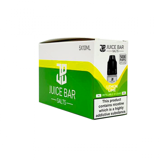 20mg Juice Bar Salts 10ml Nic Salts - Pack Of 5 (50VG/50PG) - Flavour: Lemon Lime