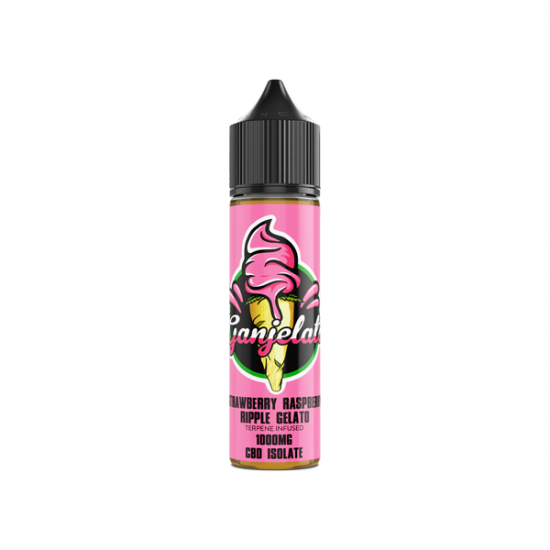 Ganjelato 1000mg CBD Isolate E-liquid 50ml (50VG/50PG) - Flavour: Strawberry & Raspberry Ripple Gelato