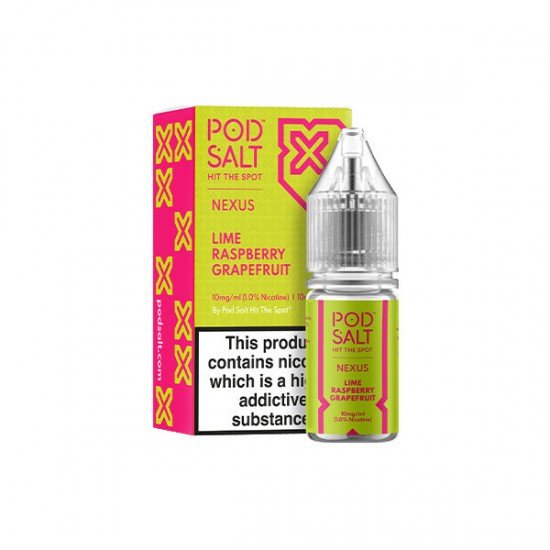 10mg Pod Salt Nexus 10ml Nic Salt (50VG/50PG) - Flavour: Lime Raspberry Grapefruit