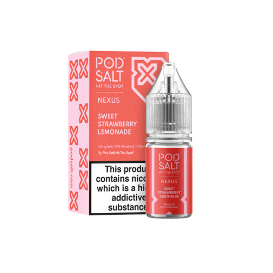 10mg Pod Salt Nexus 10ml Nic Salt (50VG/50PG) - Flavour: Sweet Strawberry Lemonade