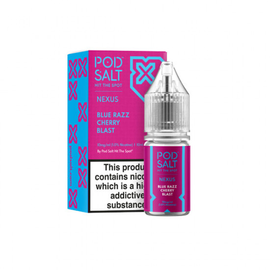 10mg Pod Salt Nexus 10ml Nic Salt (50VG/50PG) - Flavour: Blue Razz Cherry Blast