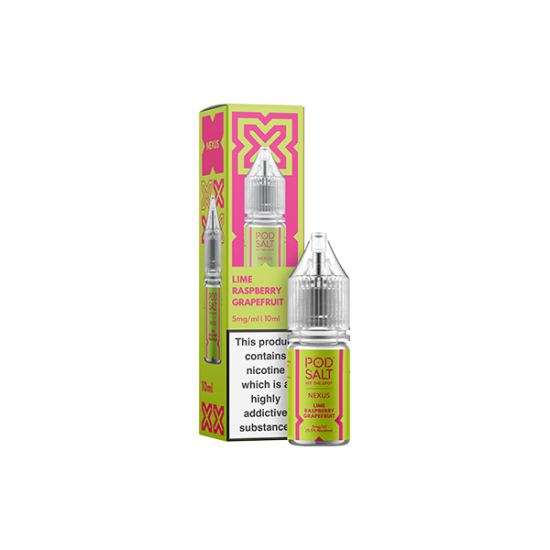 5mg Pod Salt Nexus 10ml Nic Salt (50VG/50PG) - Flavour: Lime Raspberry Grapefruit