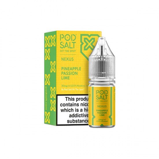 20mg Pod Salt Nexus 10ml Nic Salt (50VG/50PG) - Flavour: Pineapple Passion Lime