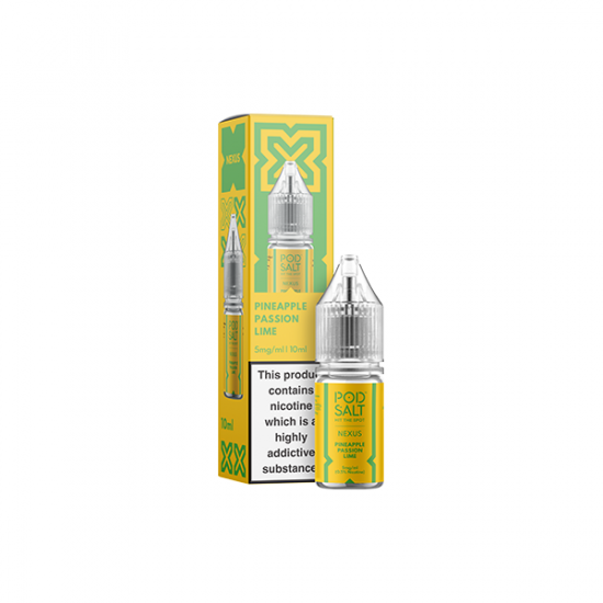 5mg Pod Salt Nexus 10ml Nic Salt (50VG/50PG) - Flavour: Pineapple Passion Lime