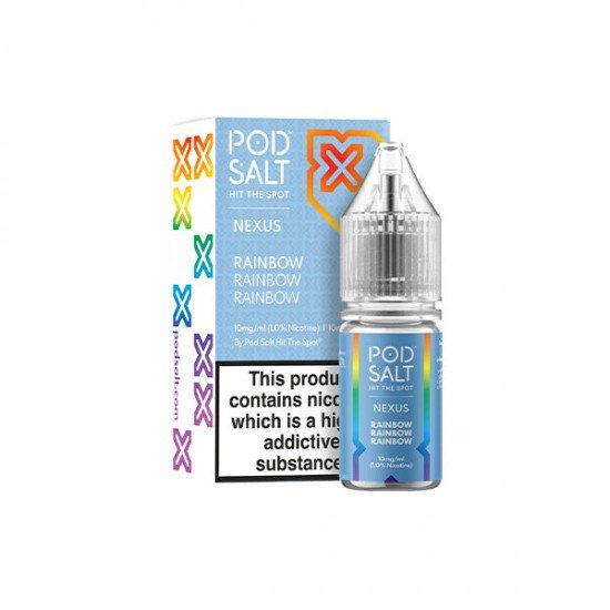 10mg Pod Salt Nexus 10ml Nic Salt (50VG/50PG) - Flavour: Rainbow