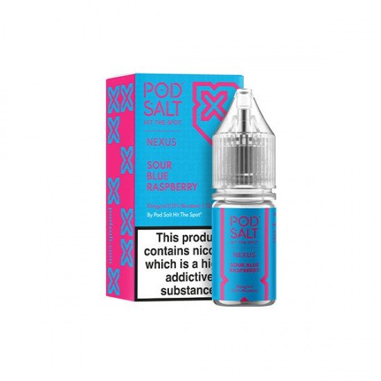 10mg Pod Salt Nexus 10ml Nic Salt (50VG/50PG) - Flavour: Sour Blue Raspberry