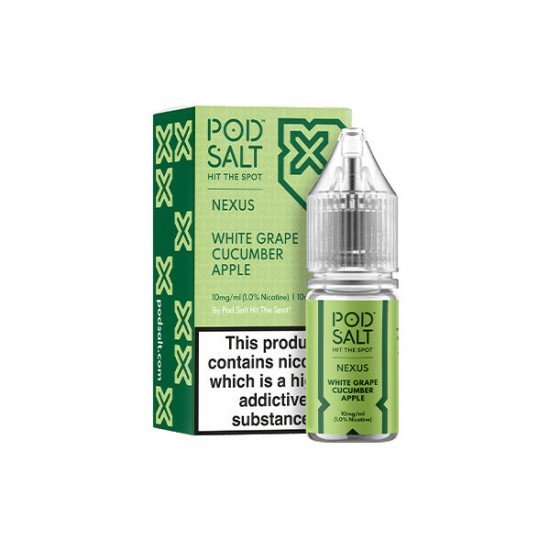 10mg Pod Salt Nexus 10ml Nic Salt (50VG/50PG) - Flavour: White Grape Cucumber Apple