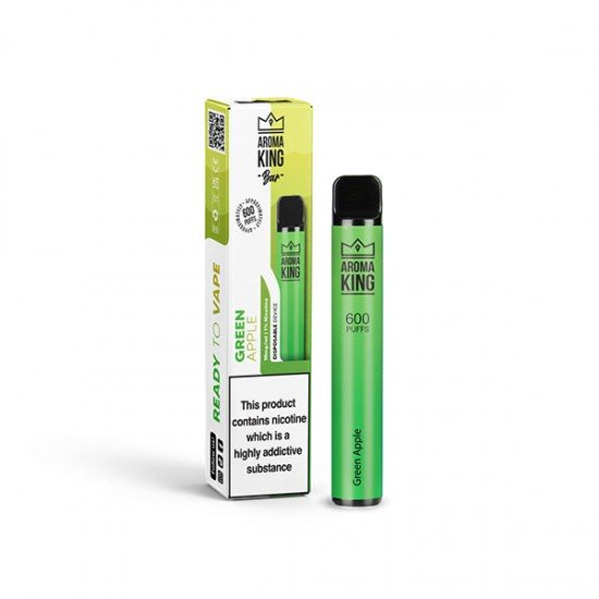 10mg Aroma King Bar 600 Disposable Vape Device 600 Puffs - Flavour: Green Apple