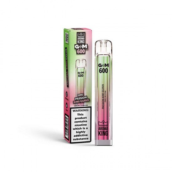 0mg Aroma King GEM 600 Disposable Vape Device 600 Puffs - Flavour: Passion Kiwi Guava