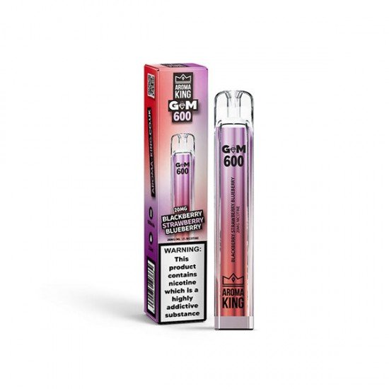 20mg Aroma King GEM 600 Disposable Vape Device 600 Puffs - Flavour: Blackberry Strawberry Blueberry