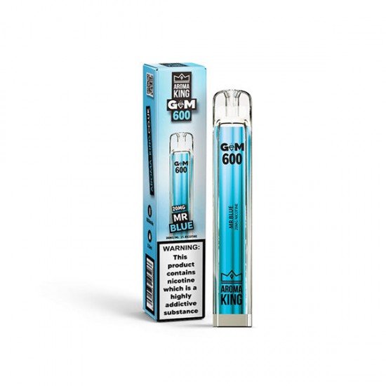 0mg Aroma King GEM 600 Disposable Vape Device 600 Puffs - Flavour: Mr Blue