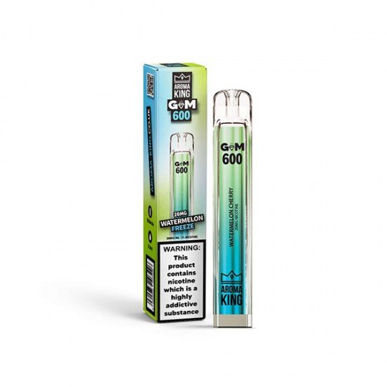 0mg Aroma King GEM 600 Disposable Vape Device 600 Puffs - Flavour: Watermelon Freeze