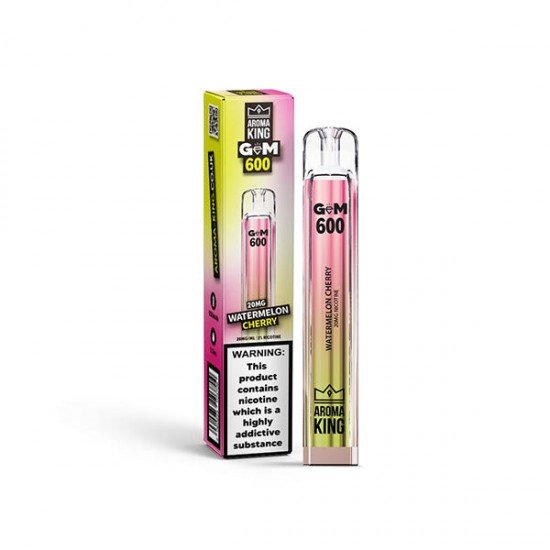 0mg Aroma King GEM 600 Disposable Vape Device 600 Puffs - Flavour: Watermelon Cherry