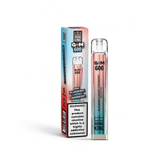 0mg Aroma King GEM 600 Disposable Vape Device 600 Puffs - Flavour: Blueberry Cherry Cranberry