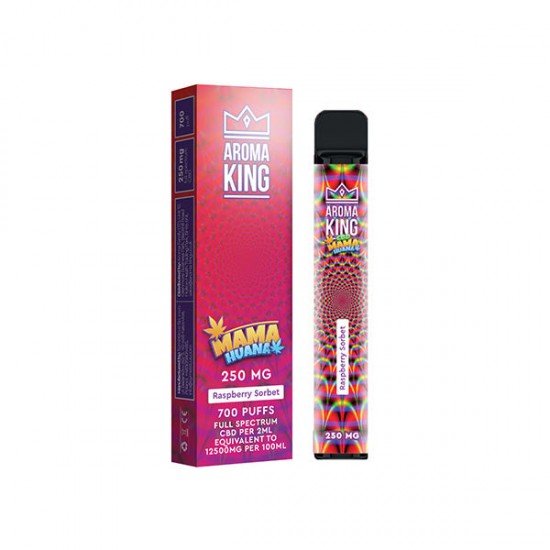 Aroma King Mama Huana 250mg CBD Disposable Vape Device 700 Puffs - Flavour: Raspberry Sorbet