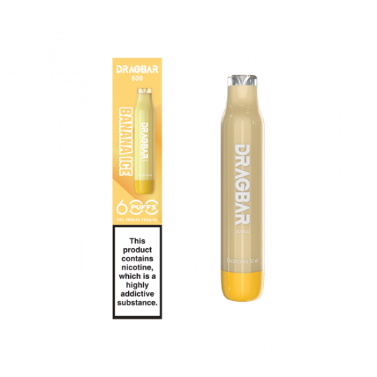 20mg Zovoo Dragbar 600 Disposable Vape Device 600 Puffs - Flavour: Banana Ice