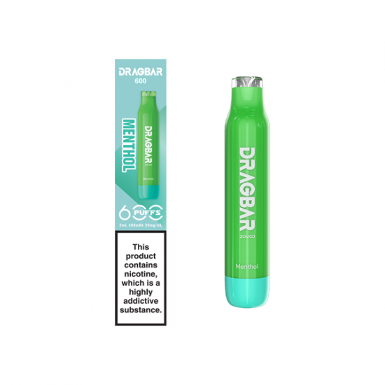 20mg Zovoo Dragbar 600 Disposable Vape Device 600 Puffs - Flavour: Menthol