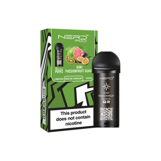 0mg Nerd Pod Replacement Pod 3500 Puffs - Flavour: Kiwi Passionfruit Guava