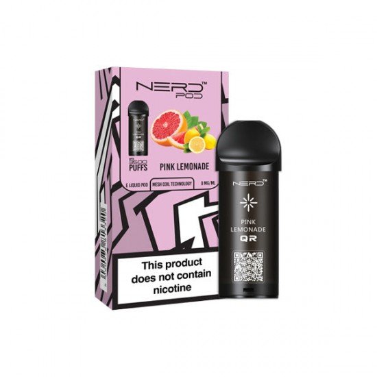 0mg Nerd Pod Replacement Pod 3500 Puffs - Flavour: Pink Lemonade