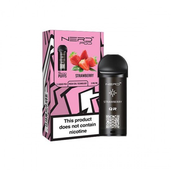 0mg Nerd Pod Replacement Pod 3500 Puffs - Flavour: Strawberry