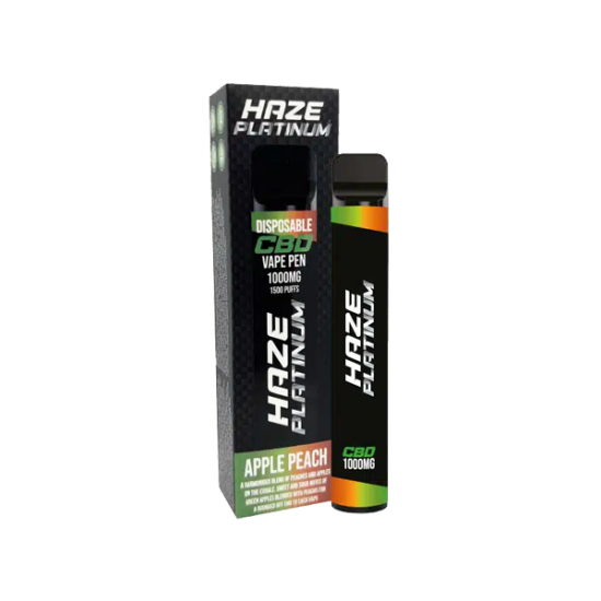 Haze Platinum 1000mg CBD Disposable Vape Device 1500 Puffs - Flavour: Apple Peach