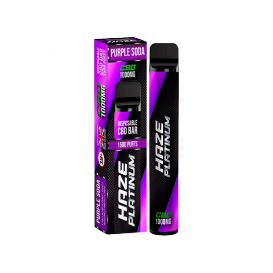 Haze Platinum 1000mg CBD Disposable Vape Device 1500 Puffs - Flavour: Purple Soda