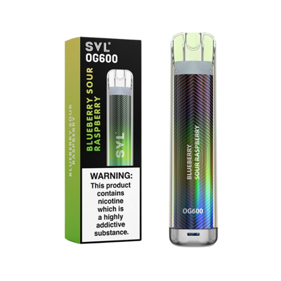 20mg SVL OG600 Disposable Vape 600 Puffs - Flavour: Blueberry Sour Raspberry