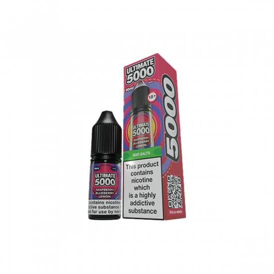 5mg Ultimate 5000 10ml Nic Salt (50VG/50PG) - Flavour: Raspberry Blueberry Lemon