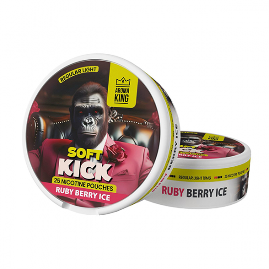 10mg Aroma King Soft Kick Nicotine Pouches - 25 Pouches - Flavour: Ruby Berry