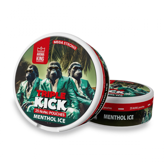 100mg Aroma King Triple Kick NoNic Pouches - 25 Pouches - Flavour: Menthol Ice