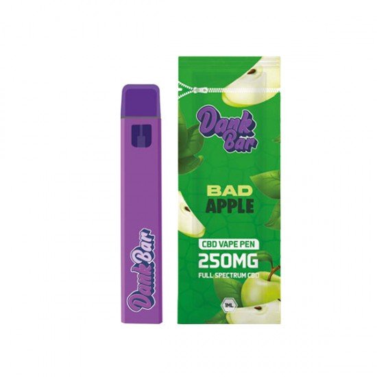 Dank Bar 250mg Full Spectrum CBD Vape Disposable by Purple Dank - 12 flavours - Flavour: Bad Apple