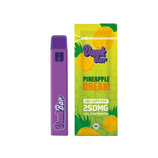 Dank Bar 250mg Full Spectrum CBD Vape Disposable by Purple Dank - 12 flavours - Flavour: Pineapple Dream