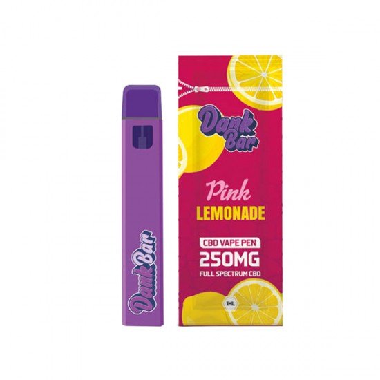 Dank Bar 250mg Full Spectrum CBD Vape Disposable by Purple Dank - 12 flavours - Flavour: Pink Lemonade