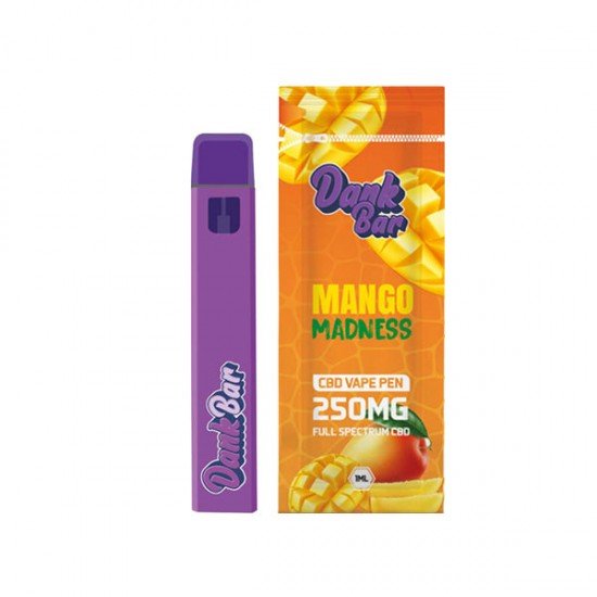 Dank Bar 250mg Full Spectrum CBD Vape Disposable by Purple Dank - 12 flavours - Flavour: Mango Maddness