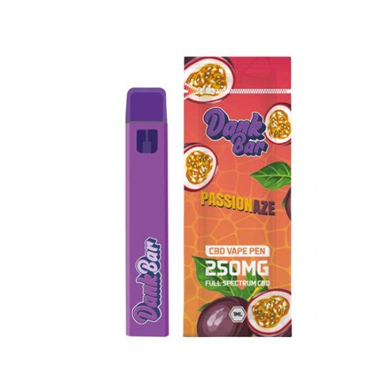 Dank Bar 250mg Full Spectrum CBD Vape Disposable by Purple Dank - 12 flavours - Flavour: Passionaze