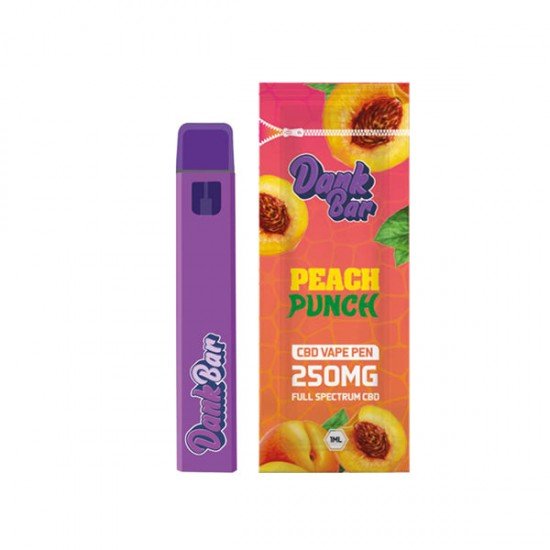 Dank Bar 250mg Full Spectrum CBD Vape Disposable by Purple Dank - 12 flavours - Flavour: Peach Punch