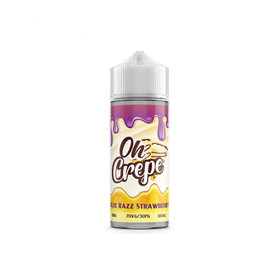 0mg Oh Crepe 100ml Shortfill (70VG/30PG) - Flavour: Blue Razz Strawberry