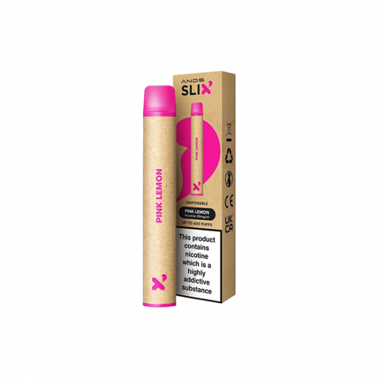 20mg ANDS Slix Recyclable Disposable Vape Device 600 Puffs - Flavour: Pink Lemon