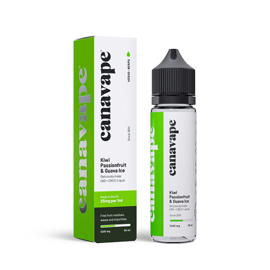 Canavape 1250mg CBD + CBG  E-liquid 50ml (Various VG/PG Ratios) - Flavour: Kiwi Passion Fruit & Guava (40VG/60PG)